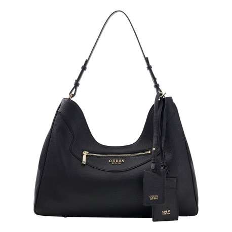 Sac à main porté épaule noir uni avec une fermeture à pression
