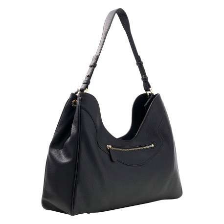 Sac à main porté épaule noir uni avec une fermeture à pression - Image 2