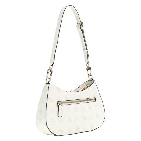Sac à main porté épaule blanc à motifs monogrammes muni d'un zip - Image 2
