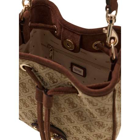 Mini sac beige à imprimé monogramme muni d'une fermeture à pression - Image 3