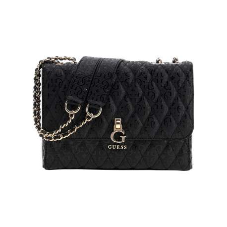 Sac à main porté épaule noir à imprimé monogramme avec fermeture à rabat