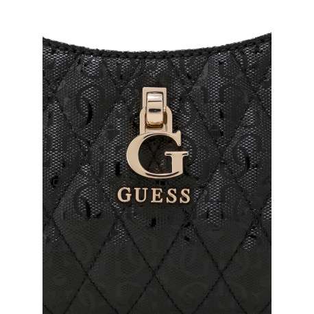 Sac à bandoulière noir à imprimé monogramme muni d'une fermeture à zip - Image 3