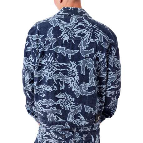 Surchemise bleue ornée de motifs floraux avec des manches longues - Image 2