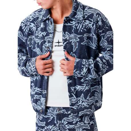 Surchemise bleue ornée de motifs floraux avec des manches longues - Image 3