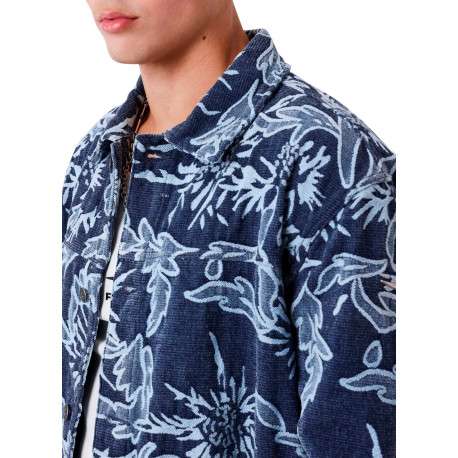 Surchemise bleue ornée de motifs floraux avec des manches longues - Image 4