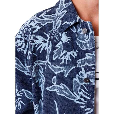 Surchemise bleue ornée de motifs floraux avec des manches longues - Image 6