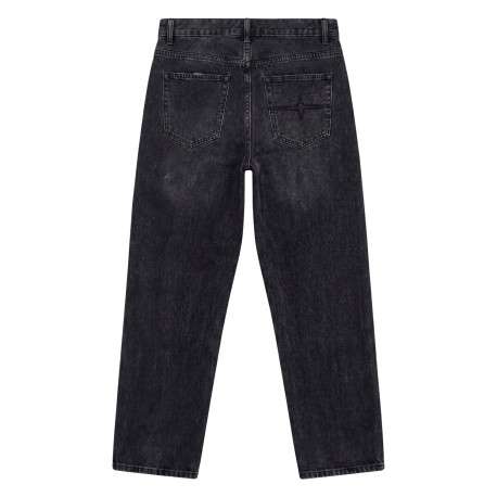 Jean en coton mélangé noir anthracite doté d'une coupe droite et de déchirures - Image 2