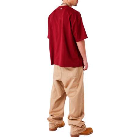 Pantalon 5 poches en coton beige uni avec une coupe bootcut - Image 2