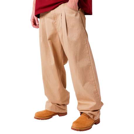 Pantalon 5 poches en coton beige uni avec une coupe bootcut - Image 3