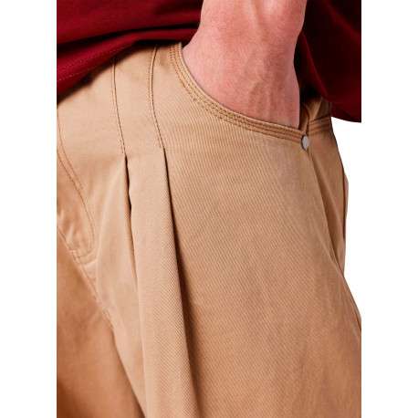 Pantalon 5 poches en coton beige uni avec une coupe bootcut - Image 4