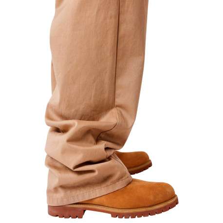 Pantalon 5 poches en coton beige uni avec une coupe bootcut - Image 5