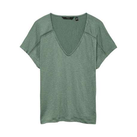 T-shirt kaki uni avec une coupe droite et des manches courtes