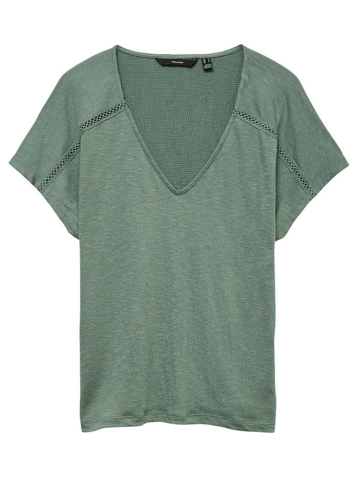 T-shirt kaki uni avec une...