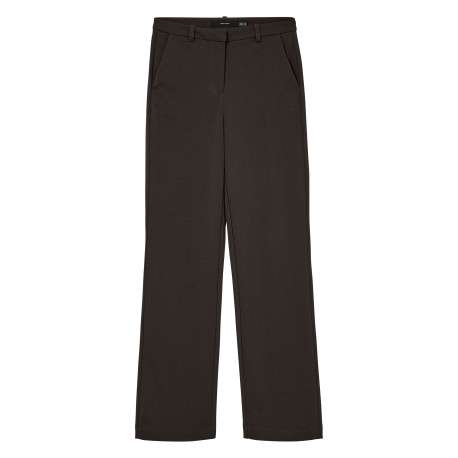 Pantalon chino chocolat uni avec une coupe droite muni d'un zip
