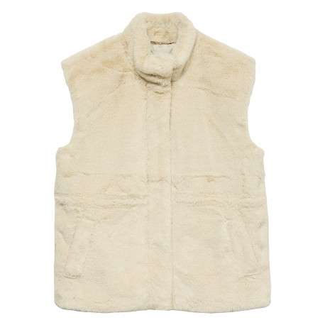 Gilet écru uni en fausse fourrure pourvue d'une coupe cintrée