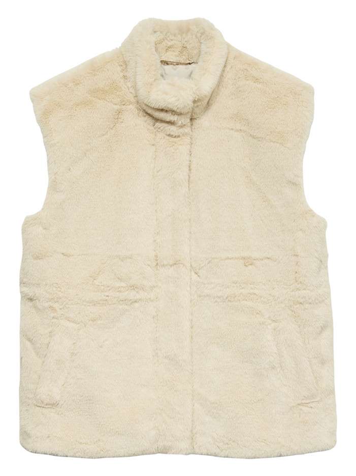 Gilet écru uni en fausse...