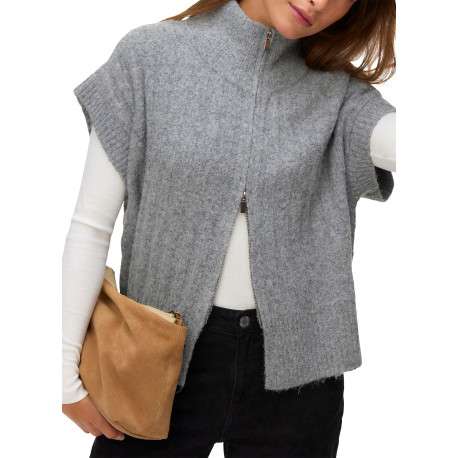 Gilet gris uni pourvu d'une coupe droite et de manches courtes - Image 4