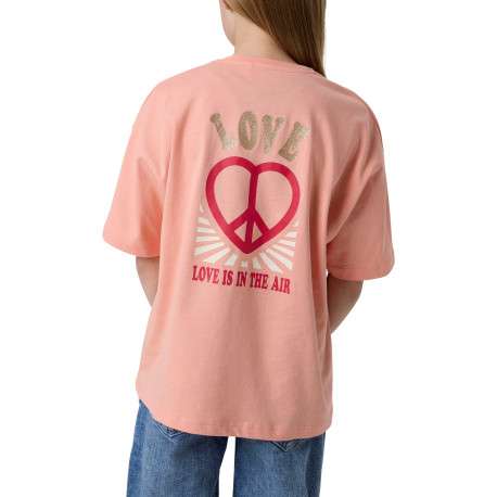 T-shirt en coton biologique pêche à imprimé avec une coupe droite et un col rond - Image 2