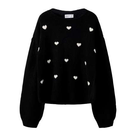 Pull noir à motifs avec une coupe droite et des manches longues