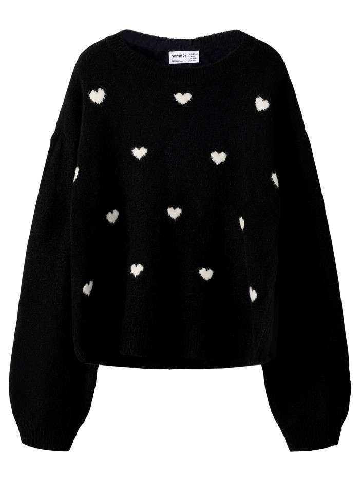 Pull noir à motifs avec une...