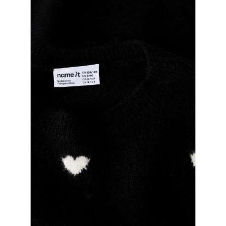 Pull noir à motifs avec une coupe droite et des manches longues - Image 3