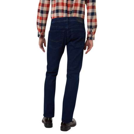 Jean bleu brut en coton mélangé avec une coupe tapered et 5 poches - Image 2