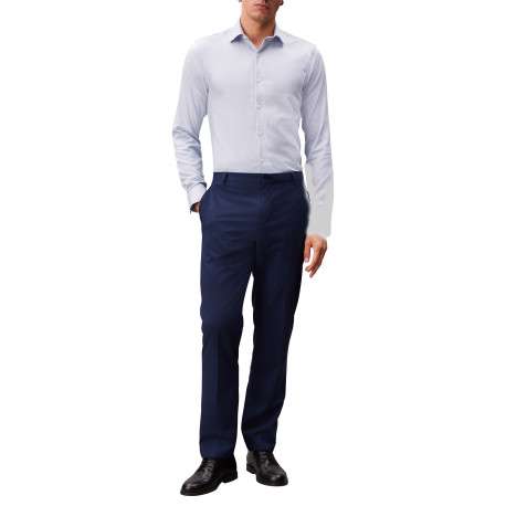 Chemise en coton bleu ciel à motifs avec une coupe slim et un col à revers - Image 2