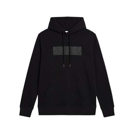 Sweat en coton noir à coupe droite avec une capuche et un logo brodé