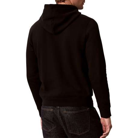 Sweat en coton noir à coupe droite avec une capuche et un logo brodé - Image 4