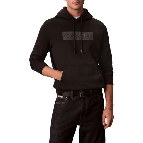Sweat en coton noir à coupe droite avec une capuche et un logo brodé - Image 5