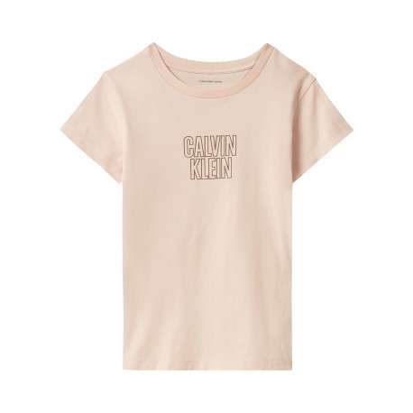 T-shirt en coton rose uni à coupe droite avec des manches courtes