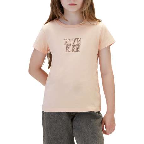 T-shirt en coton rose uni à coupe droite avec des manches courtes - Image 2