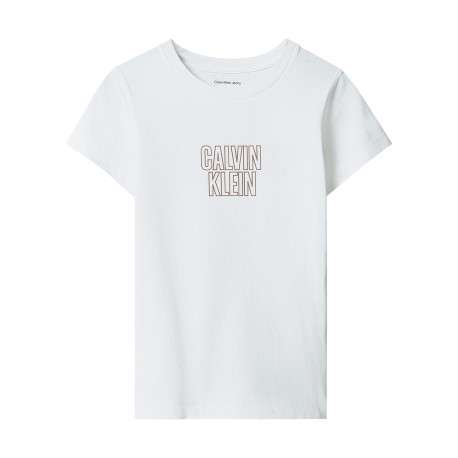 T-shirt en coton blanc uni pourvu d'une coupe droite avec un col rond