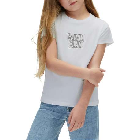 T-shirt en coton blanc uni pourvu d'une coupe droite avec un col rond - Image 4