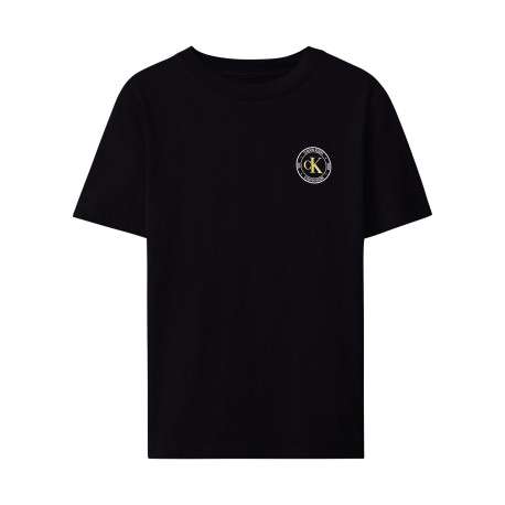 T-shirt en coton noir uni à coupe droite avec un col rond et des manches courtes