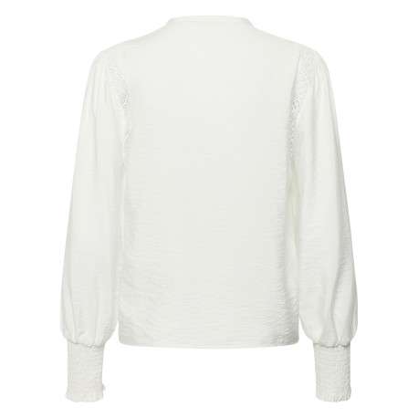 Chemisier blanc uni avec une coupe droite et des manches longues - Image 2