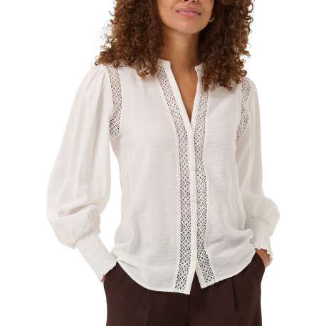 Chemisier blanc uni avec une coupe droite et des manches longues - Image 3