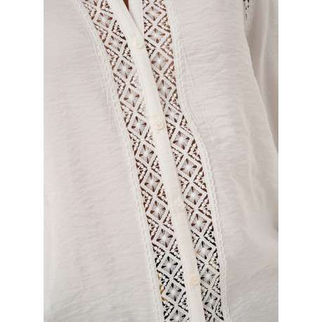 Chemisier blanc uni avec une coupe droite et des manches longues - Image 6