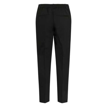 Pantalon chino noir uni avec une coupe droite et une taille élastiquée - Image 2