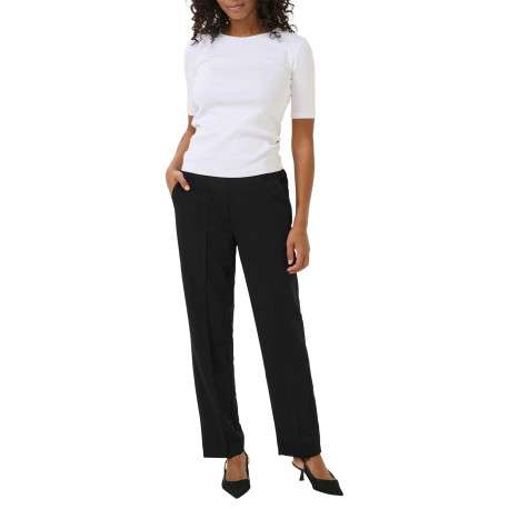 Pantalon chino noir uni avec une coupe droite et une taille élastiquée - Image 3