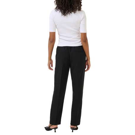 Pantalon chino noir uni avec une coupe droite et une taille élastiquée - Image 4