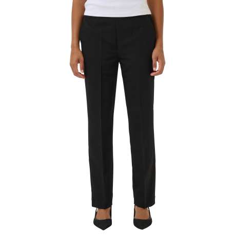 Pantalon chino noir uni avec une coupe droite et une taille élastiquée - Image 5