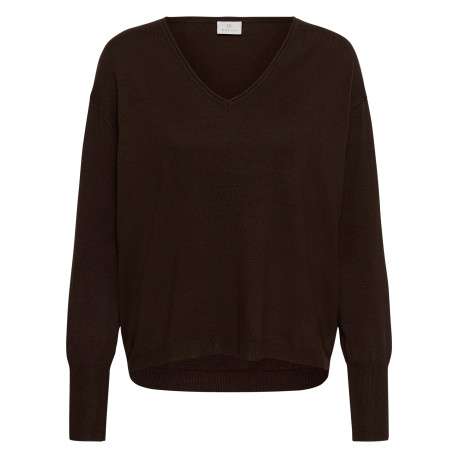 Pull chocolat uni avec une coupe droite et des manches longues
