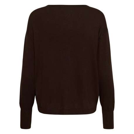 Pull chocolat uni avec une coupe droite et des manches longues - Image 2