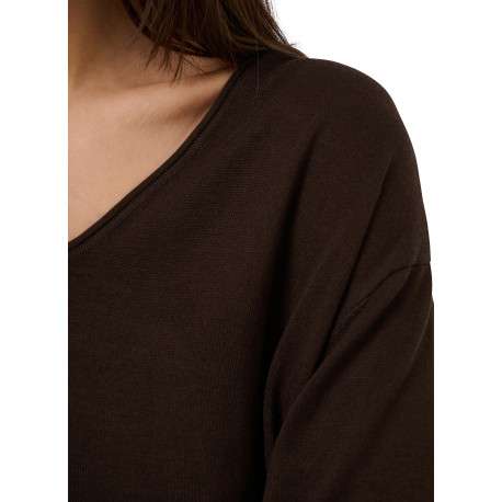 Pull chocolat uni avec une coupe droite et des manches longues - Image 6