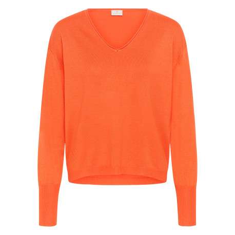 Pull orange uni avec une coupe droite et des manches longues
