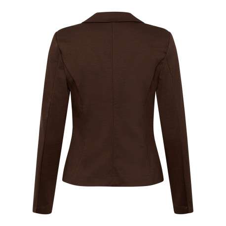 Blazer chocolat uni avec une coupe cintrée et un col à revers - Image 2
