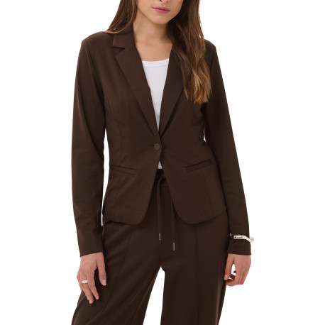 Blazer chocolat uni avec une coupe cintrée et un col à revers - Image 5