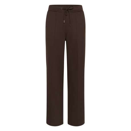 Pantalon chino chocolat uni avec une coupe droite et une taille élastiquée
