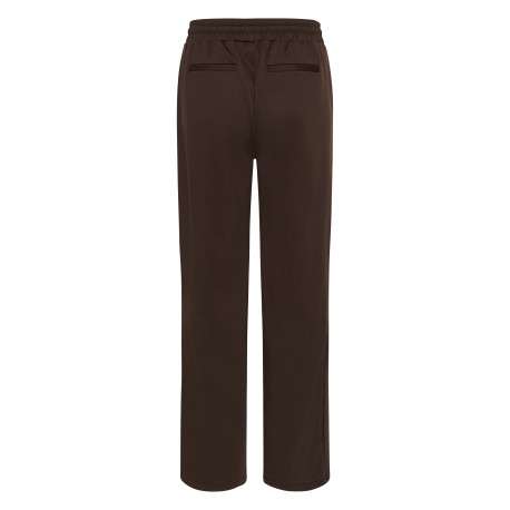 Pantalon chino chocolat uni avec une coupe droite et une taille élastiquée - Image 2